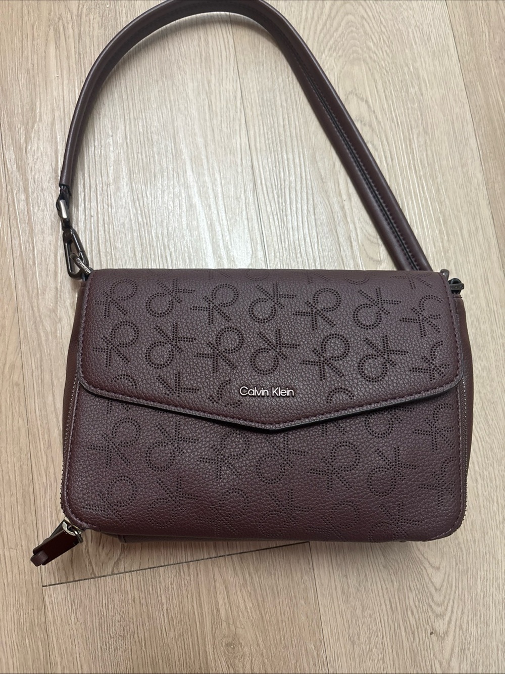Calvin Klein Women's Dark Brown Monogram Shoulder Bag